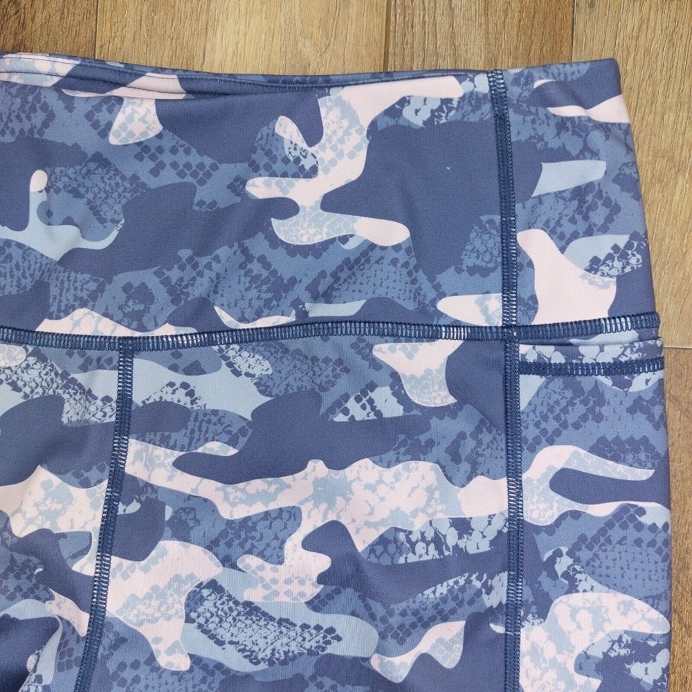 Reebok Precision Womens Large Ankle Leggings Slate Blue Pink Camo - Picture 4 of 16